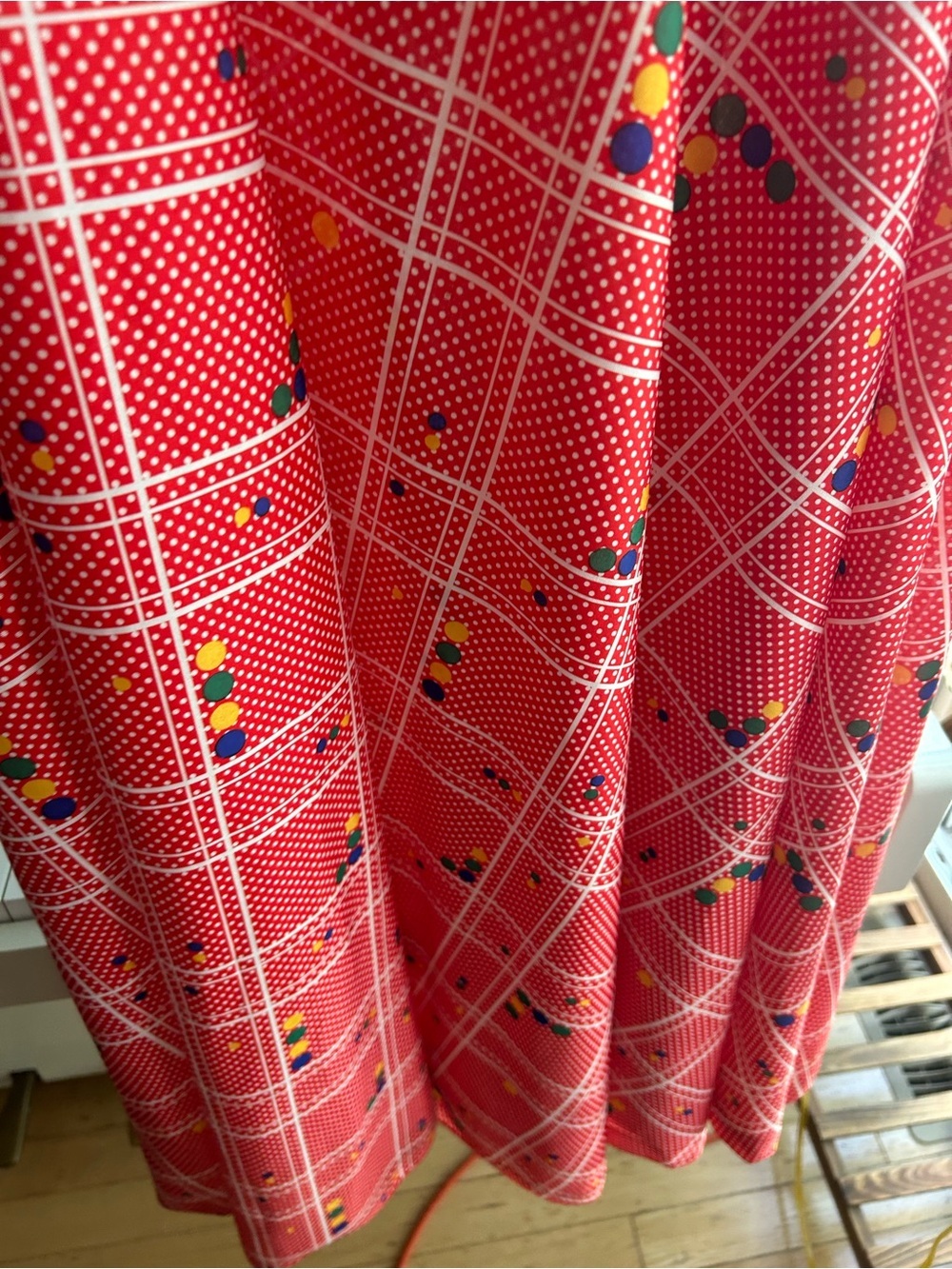 Vintage Pertini Montreal Red Maxi Skirt Geometric Print Made in Canada S - Picture 4 of 11